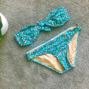 EUC J.Crew Blue Ivy Leaf Print Bikini | Size 6